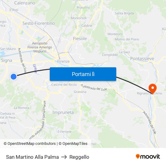 San Martino Alla Palma to Reggello map