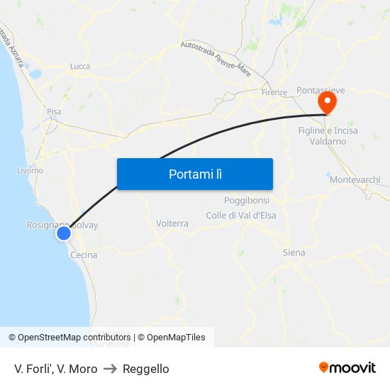 V. Forli',  V. Moro to Reggello map