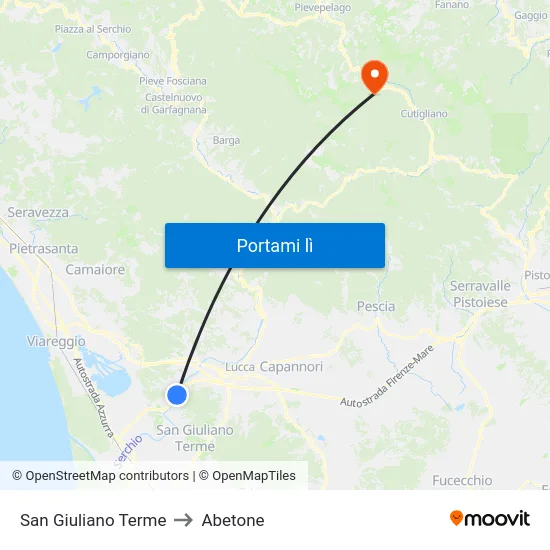 San Giuliano Terme to Abetone map