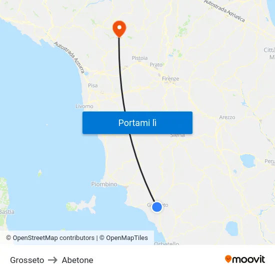 Grosseto to Abetone map