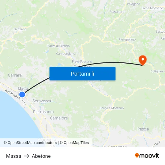 Massa to Abetone map