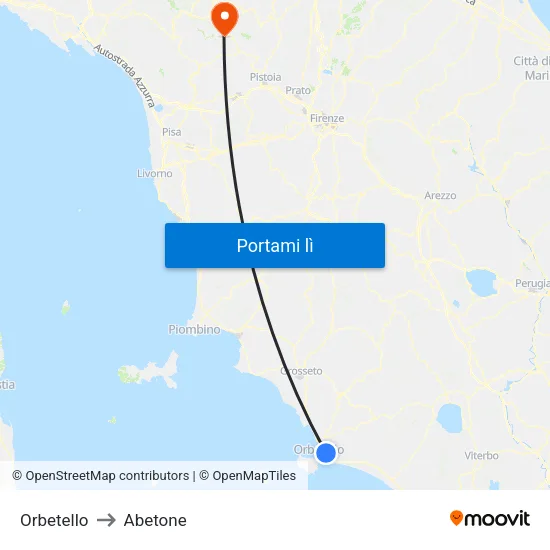 Orbetello to Abetone map