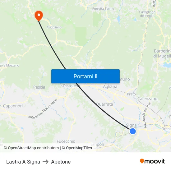Lastra A Signa to Abetone map