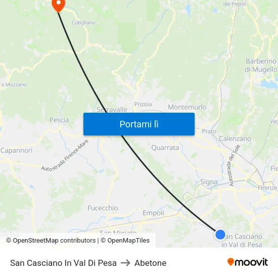 San Casciano In Val Di Pesa to Abetone map