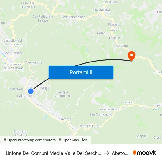 Unione Dei Comuni Media Valle Del Serchio to Abetone map