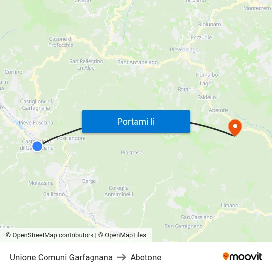 Unione Comuni Garfagnana to Abetone map