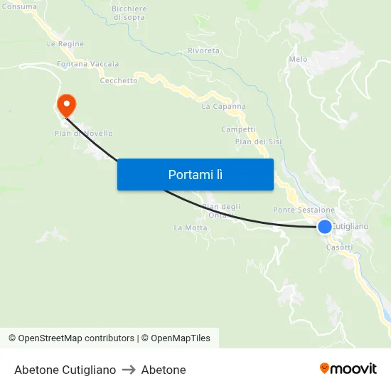 Abetone Cutigliano to Abetone map