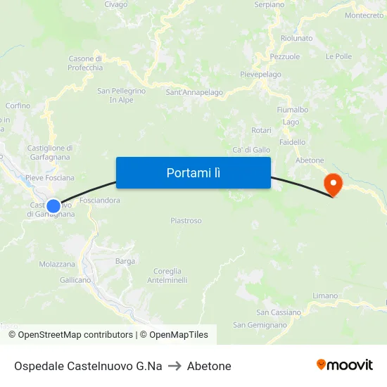 Ospedale Castelnuovo G.Na to Abetone map