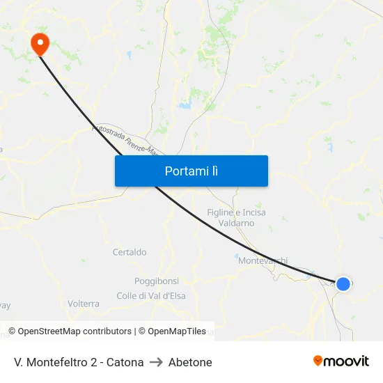V. Montefeltro 2 - Catona to Abetone map