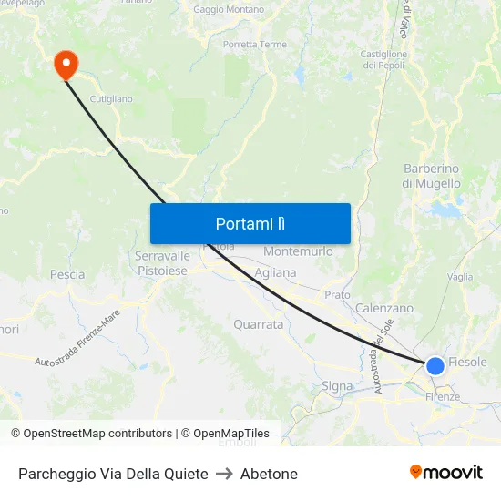 Parcheggio Via Della Quiete to Abetone map