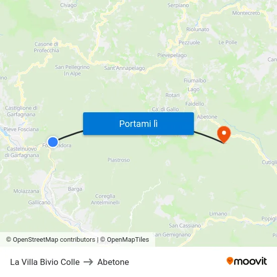 La Villa Bivio Colle to Abetone map