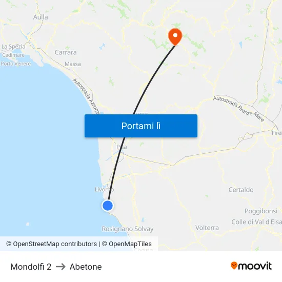 Mondolfi 2 to Abetone map