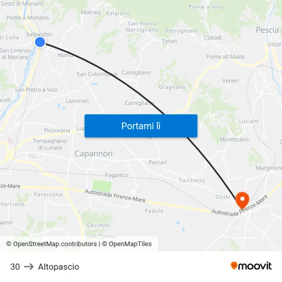 30 to Altopascio map