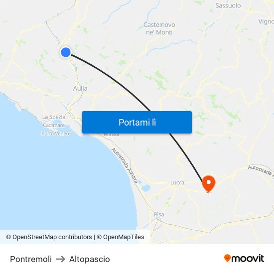 Pontremoli to Altopascio map