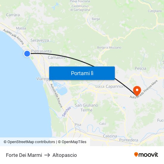 Forte Dei Marmi to Altopascio map