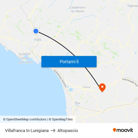 Villafranca In Lunigiana to Altopascio map