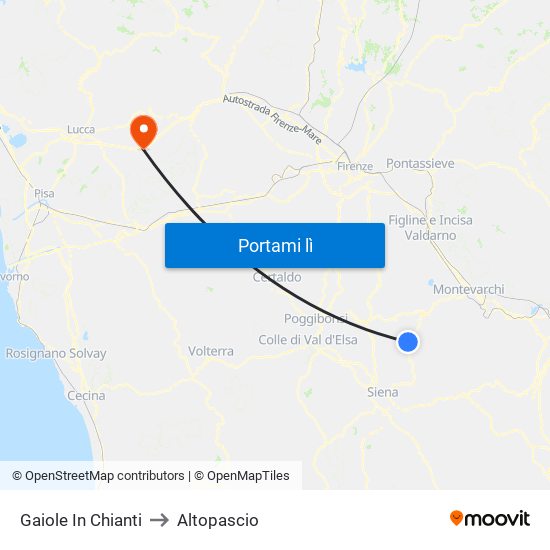 Gaiole In Chianti to Altopascio map