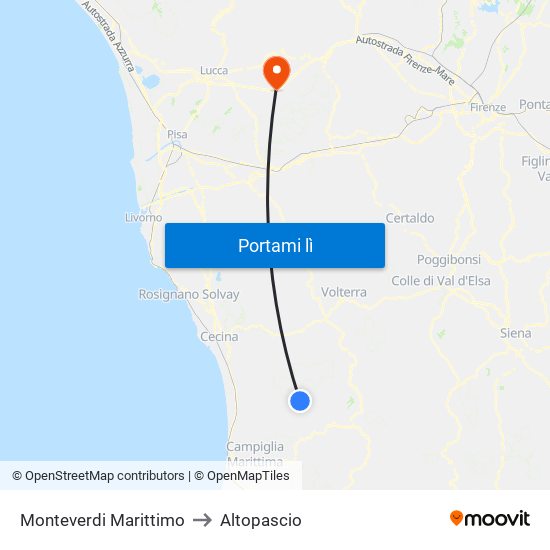 Monteverdi Marittimo to Altopascio map