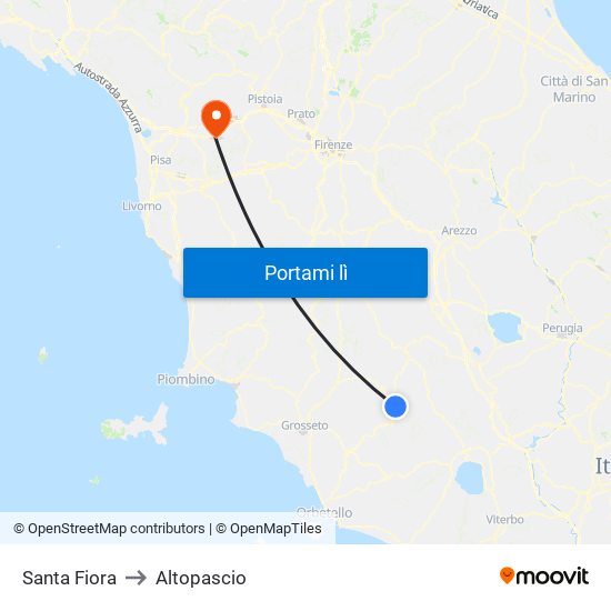 Santa Fiora to Altopascio map
