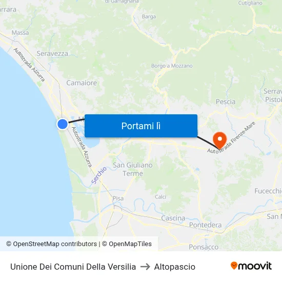Unione Dei Comuni Della Versilia to Altopascio map
