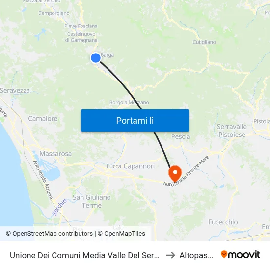 Unione Dei Comuni Media Valle Del Serchio to Altopascio map