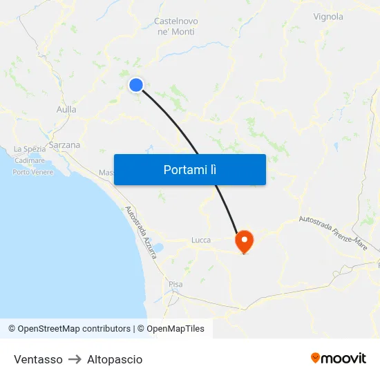 Ventasso to Altopascio map