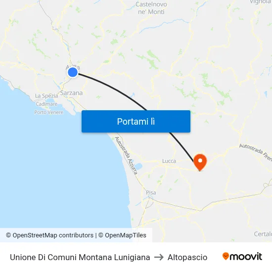 Unione Di Comuni Montana Lunigiana to Altopascio map
