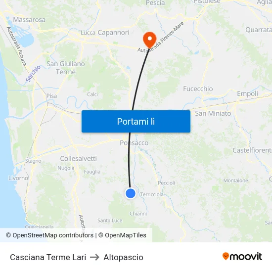 Casciana Terme Lari to Altopascio map