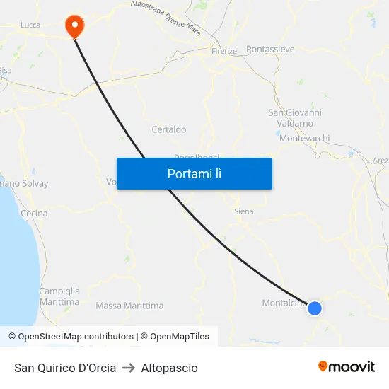 San Quirico D'Orcia to Altopascio map