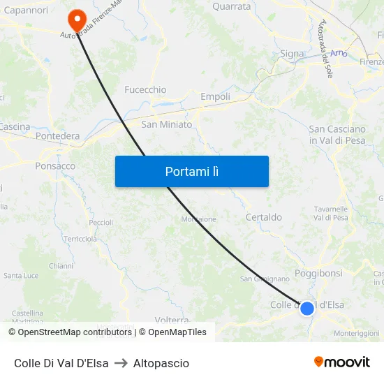 Colle Di Val D'Elsa to Altopascio map