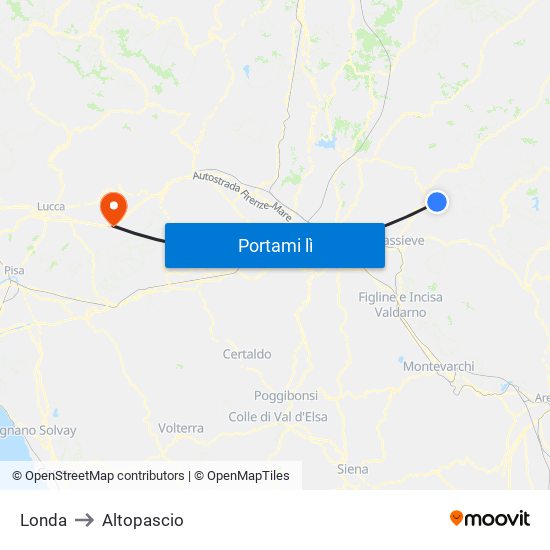 Londa to Altopascio map
