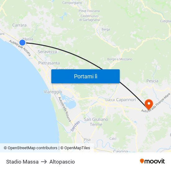 Stadio Massa to Altopascio map