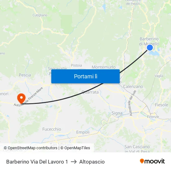 Barberino Via Del Lavoro 1 to Altopascio map