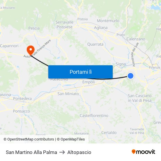 San Martino Alla Palma to Altopascio map