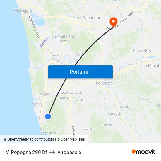 V. Popogna 290 Df to Altopascio map