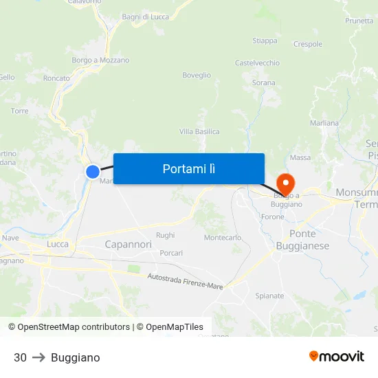30 to Buggiano map
