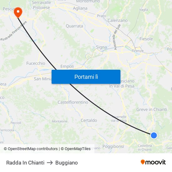 Radda In Chianti to Buggiano map