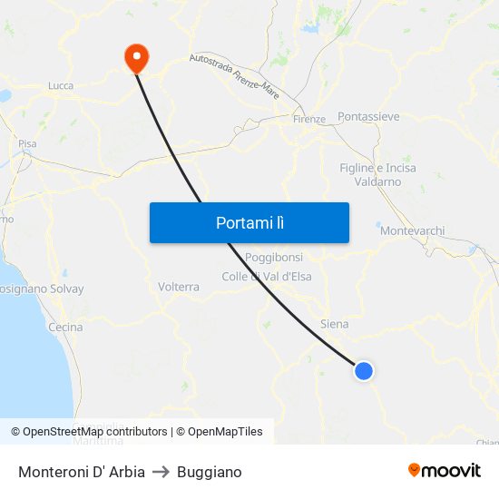 Monteroni D' Arbia to Buggiano map