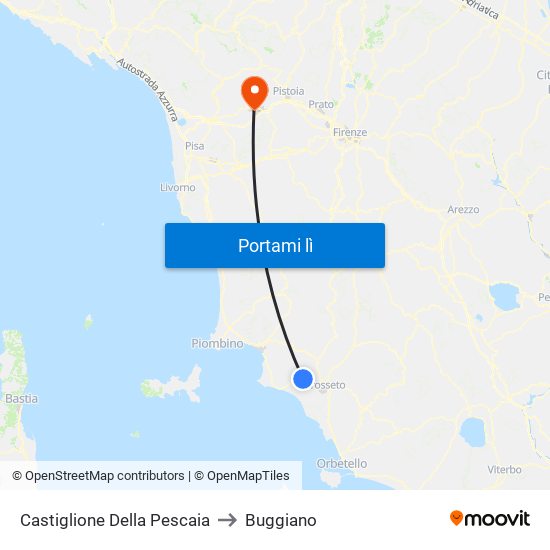 Castiglione Della Pescaia to Buggiano map