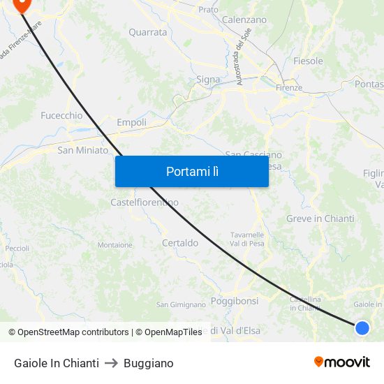 Gaiole In Chianti to Buggiano map