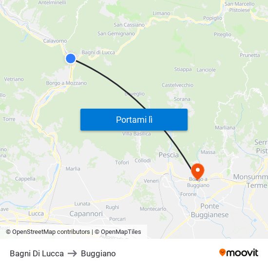 Bagni Di Lucca to Buggiano map
