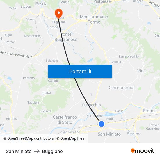San Miniato to Buggiano map