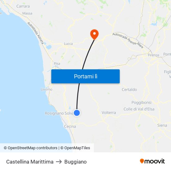 Castellina Marittima to Buggiano map