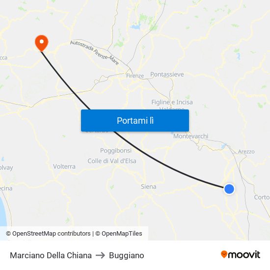Marciano Della Chiana to Buggiano map