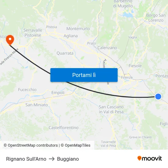 Rignano Sull'Arno to Buggiano map