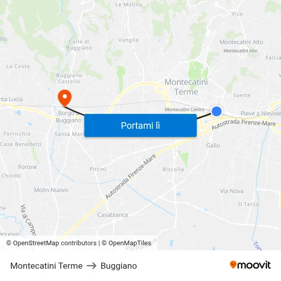 Montecatini Terme to Buggiano map