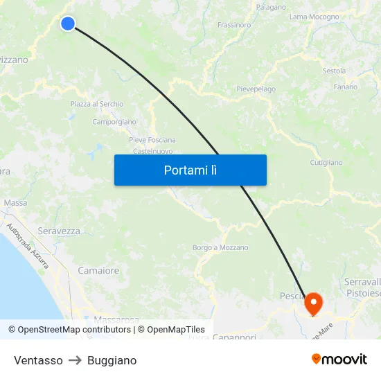 Ventasso to Buggiano map