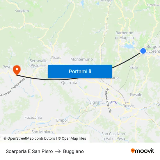 Scarperia E San Piero to Buggiano map