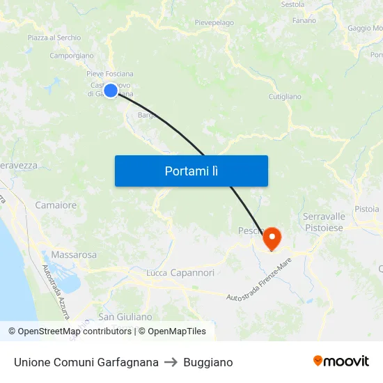 Unione Comuni Garfagnana to Buggiano map