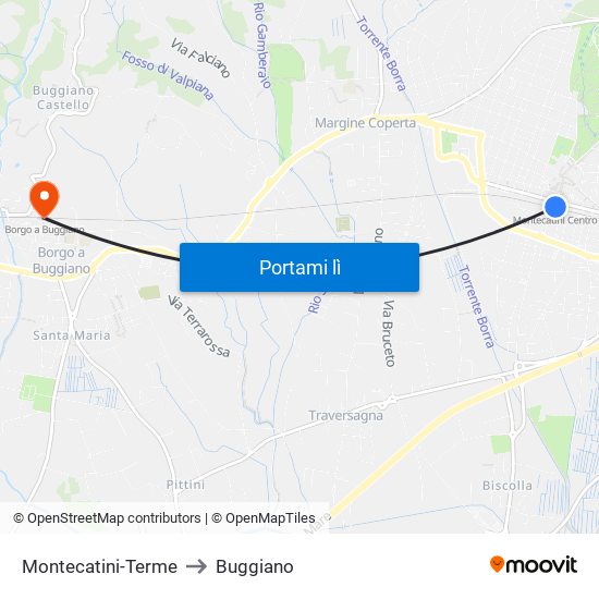 Montecatini-Terme to Buggiano map